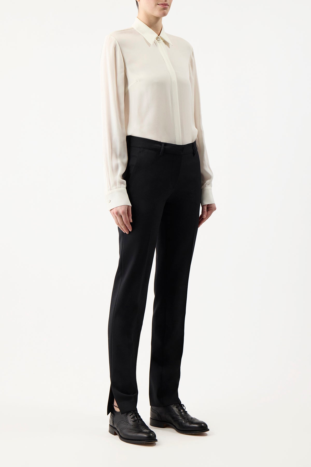 Henri Blouse in Ivory Silk Cashmere
