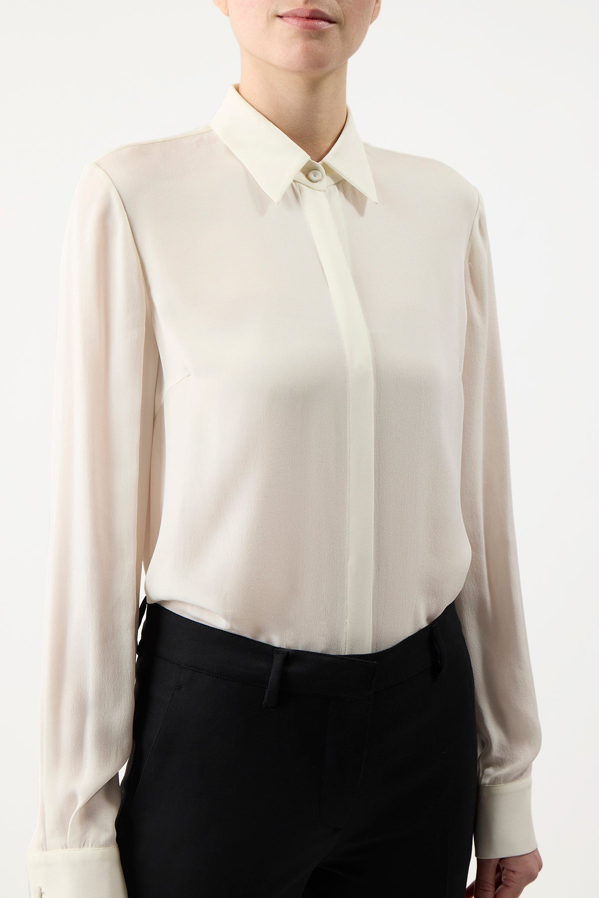 Henri Blouse in Ivory Silk Cashmere