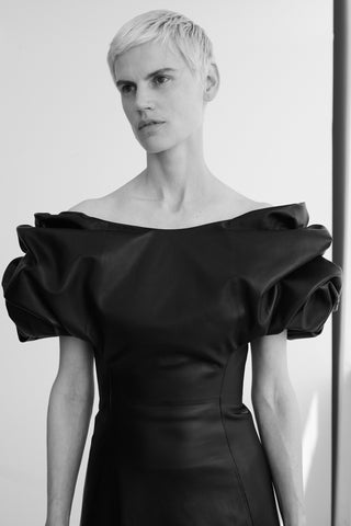 Gwyneth Dress in Black Leather