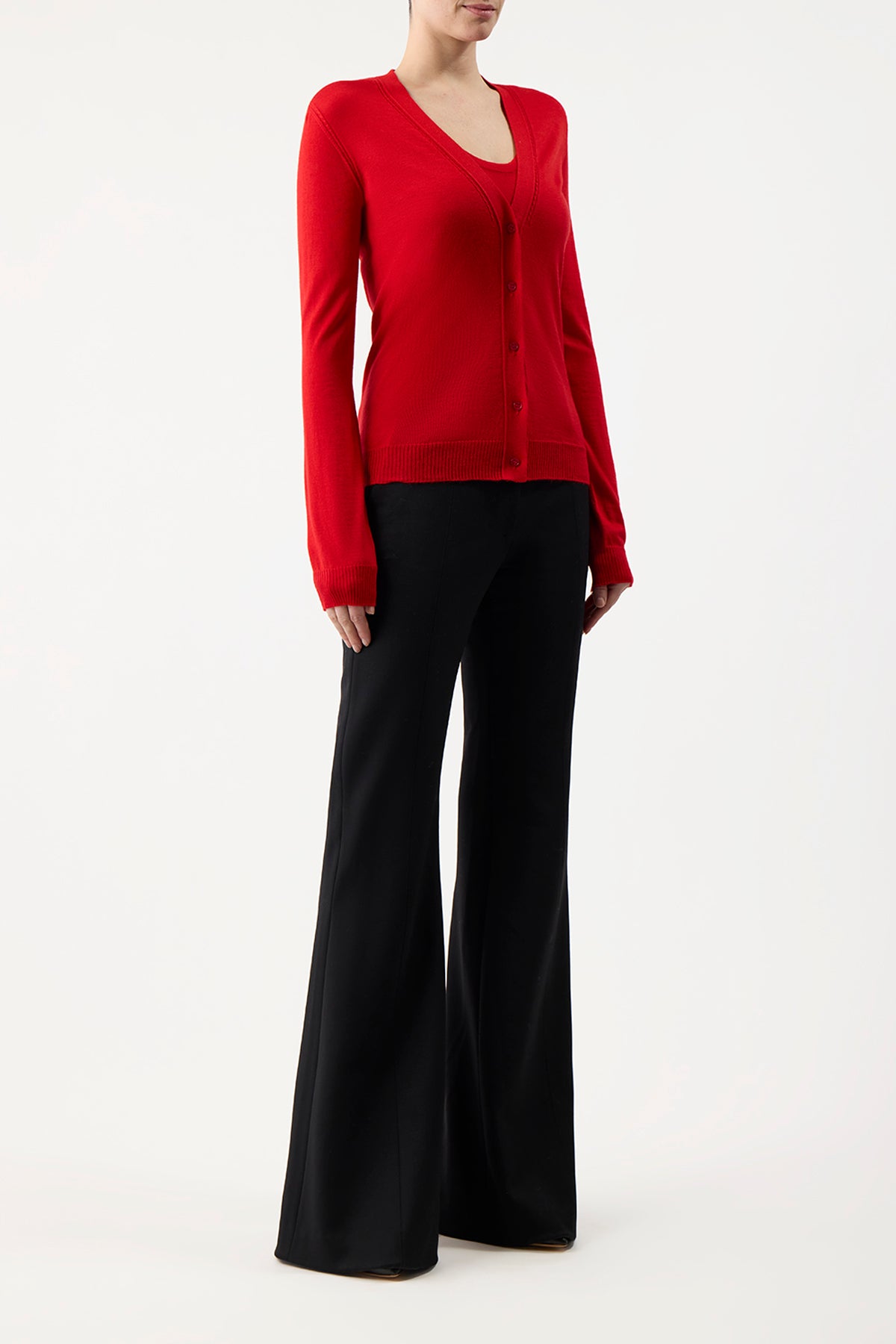 Tori Knit Cardigan in Red Topaz Cashmere Silk