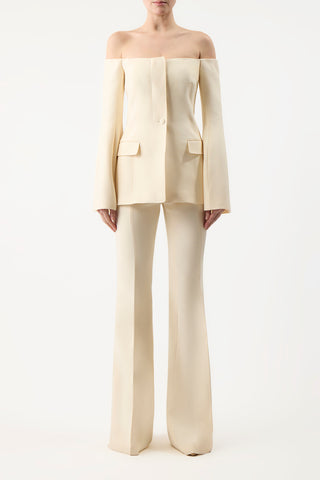 Rhein Pant in Ivory Wool Silk Cady