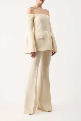 Rhein Pant in Ivory Wool Silk Cady