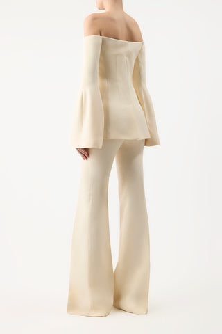 Rhein Pant in Ivory Wool Silk Cady