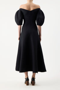Buisier Dress in Black Silk Wool