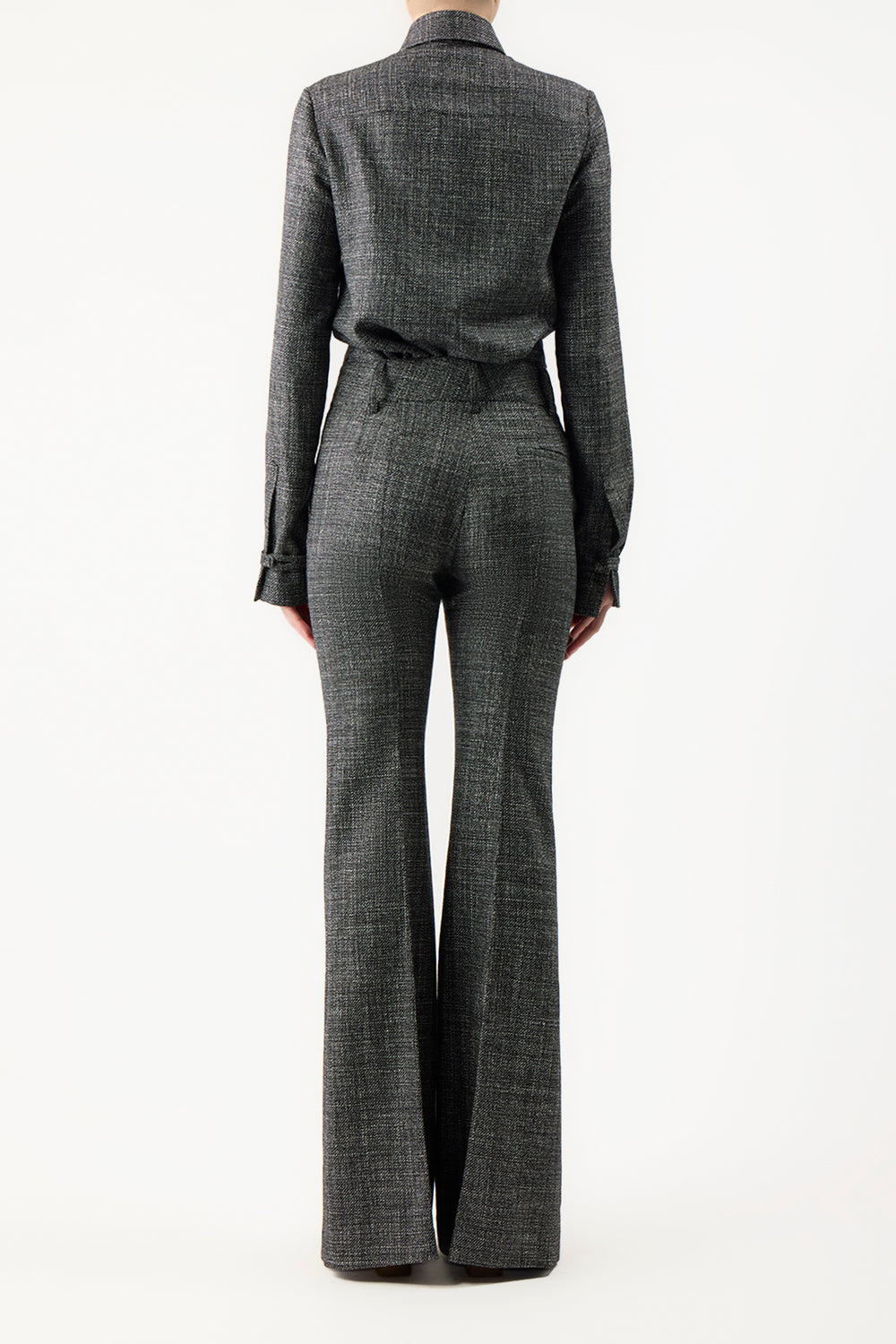 Cruz Shirt in Dark Grey Virgin Wool Silk Tweed