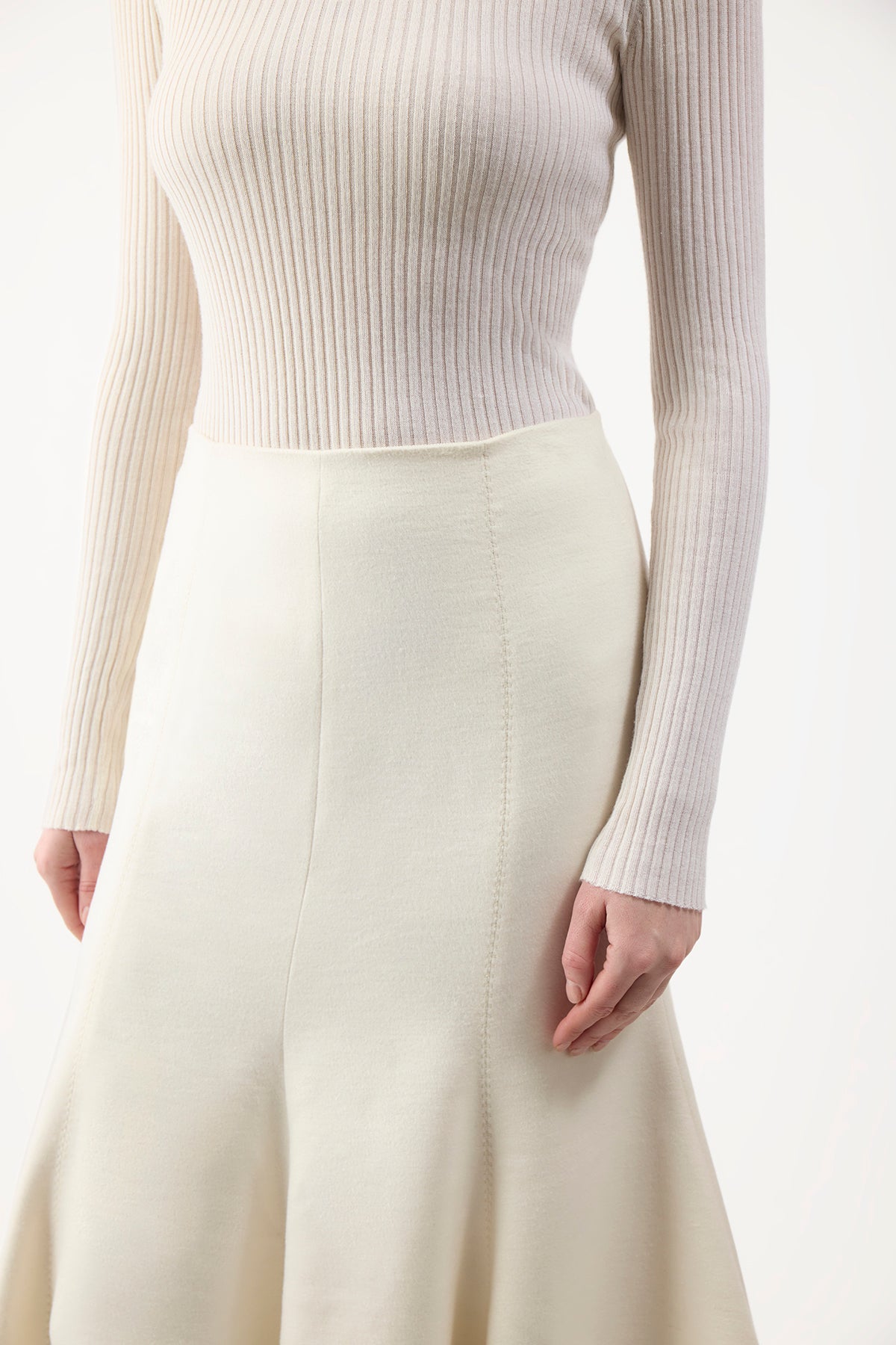 Amy Skirt in Ivory Winter Silk
