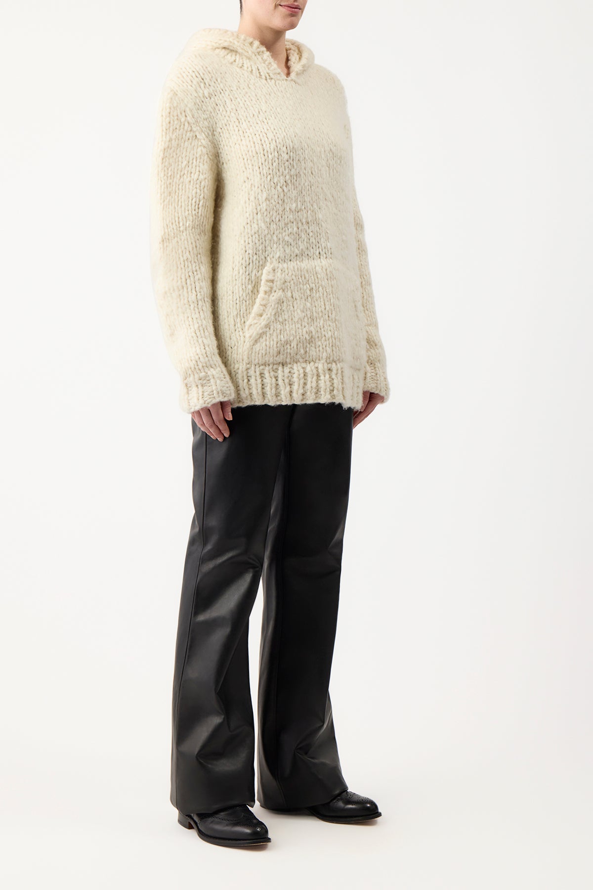 Carlton Knit Hoodie in Ivory Welfat Cashmere