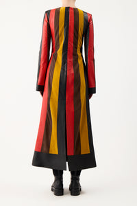 Taylor Dress in Multi Stripe Leather