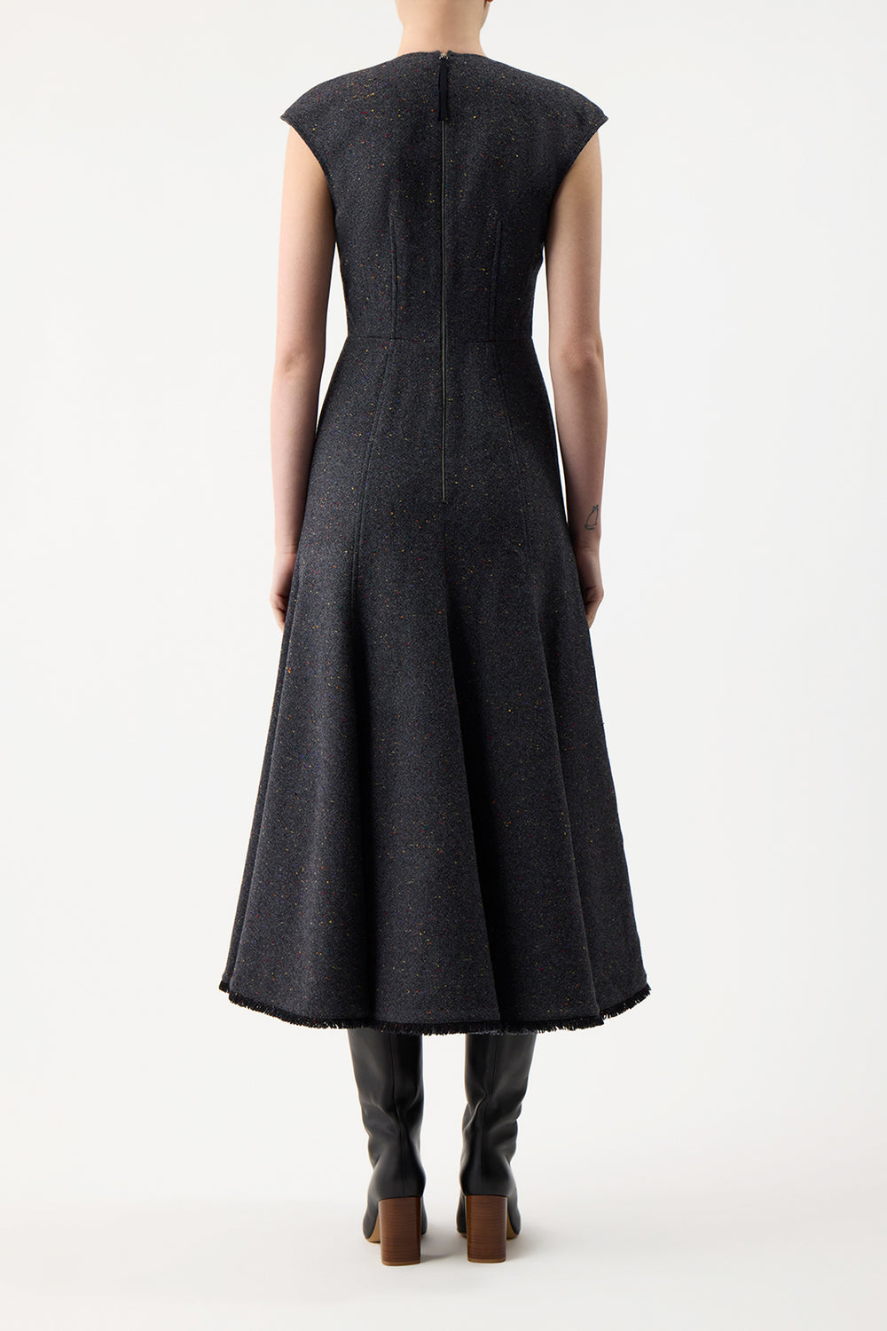 Crowther Dress in Slate Multi Cashmere Virgin Wool