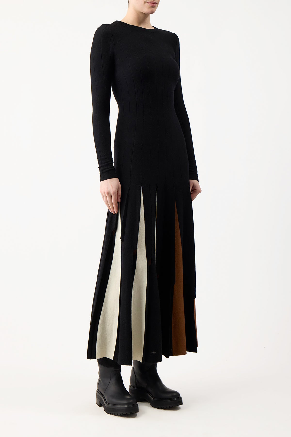 Ottavia Pleated Dress in Merino Wool