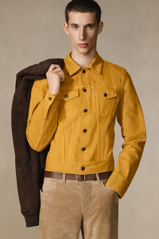 Golden Birch Barry Trucker Jacket - Styled Look On Model | Gabriela Hearst