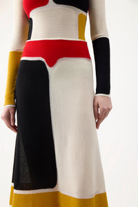 Sammy Skirt Color Block in Cashmere Wool