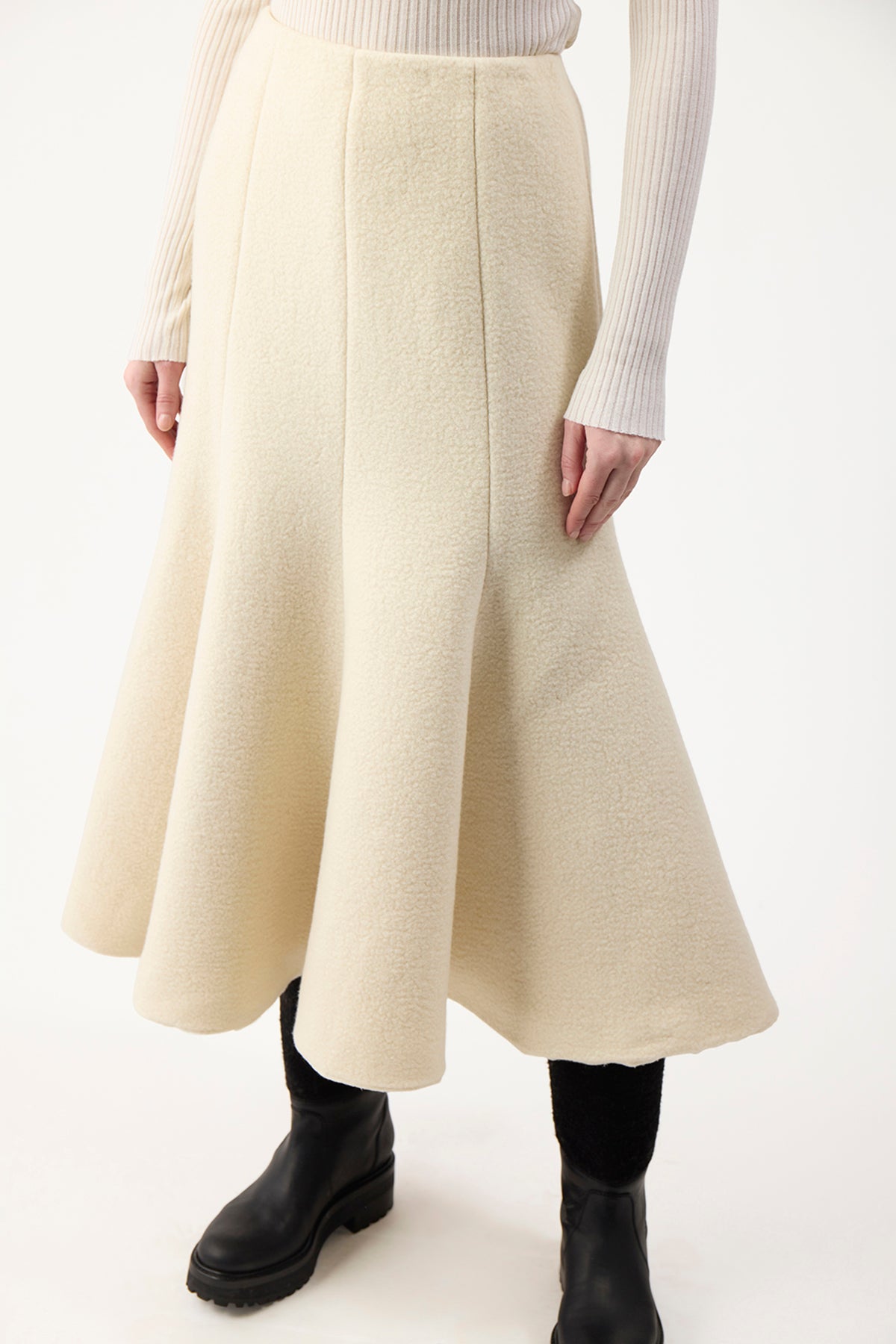 Amy Skirt in Ivory Recycled Cashmere Felt