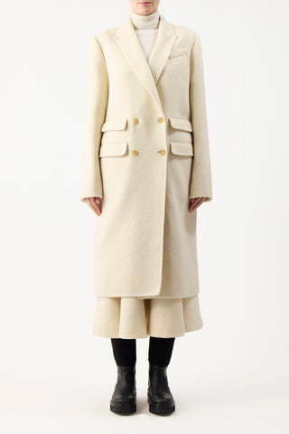 Reed Coat in Ivory Double-Face Recycled Cashmere Felt