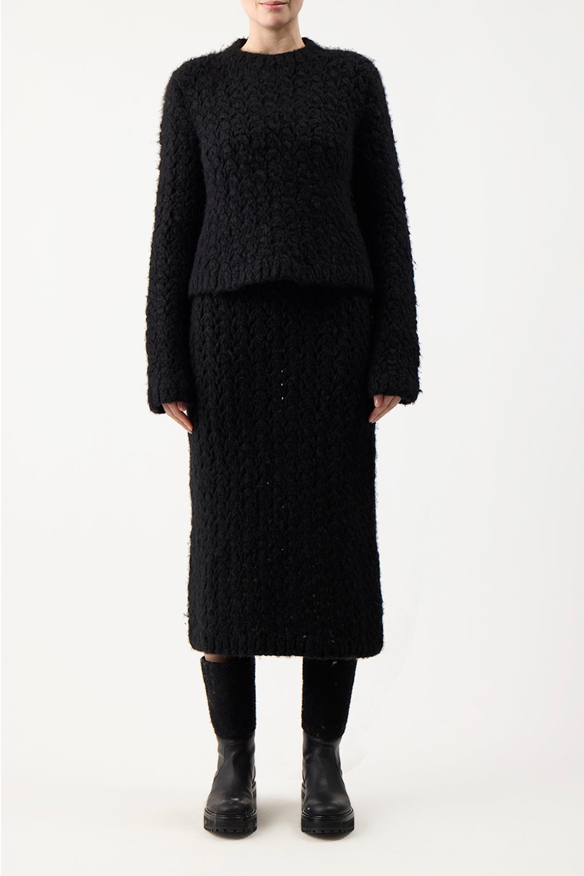 Bower Knit Sweater in Black Welfat Cashmere