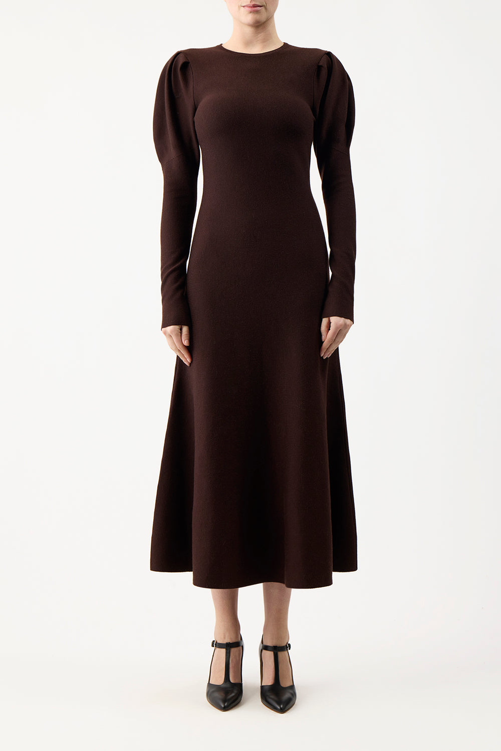 Hannah Knit Maxi Dress in Chocolate Merino Wool Cashmere