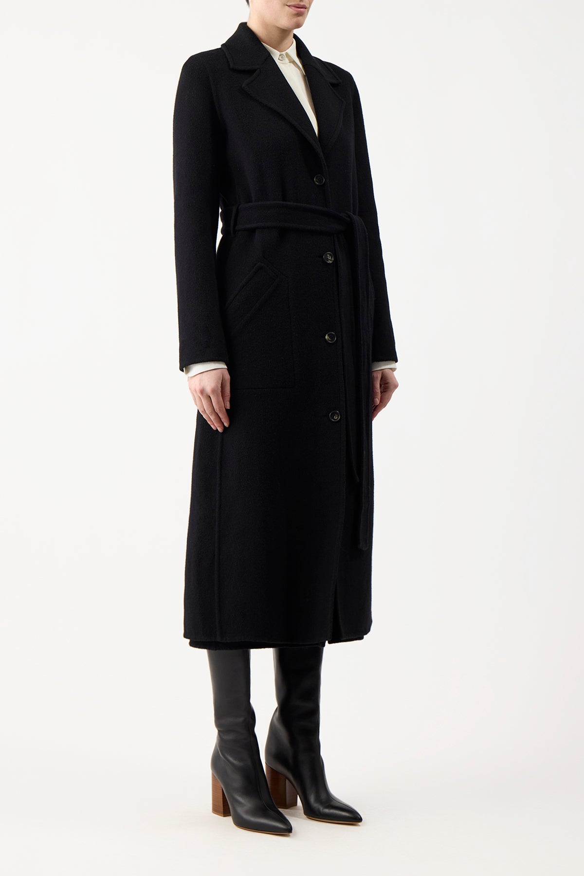 William Coat in Black Double-Face Recycled Cashmere