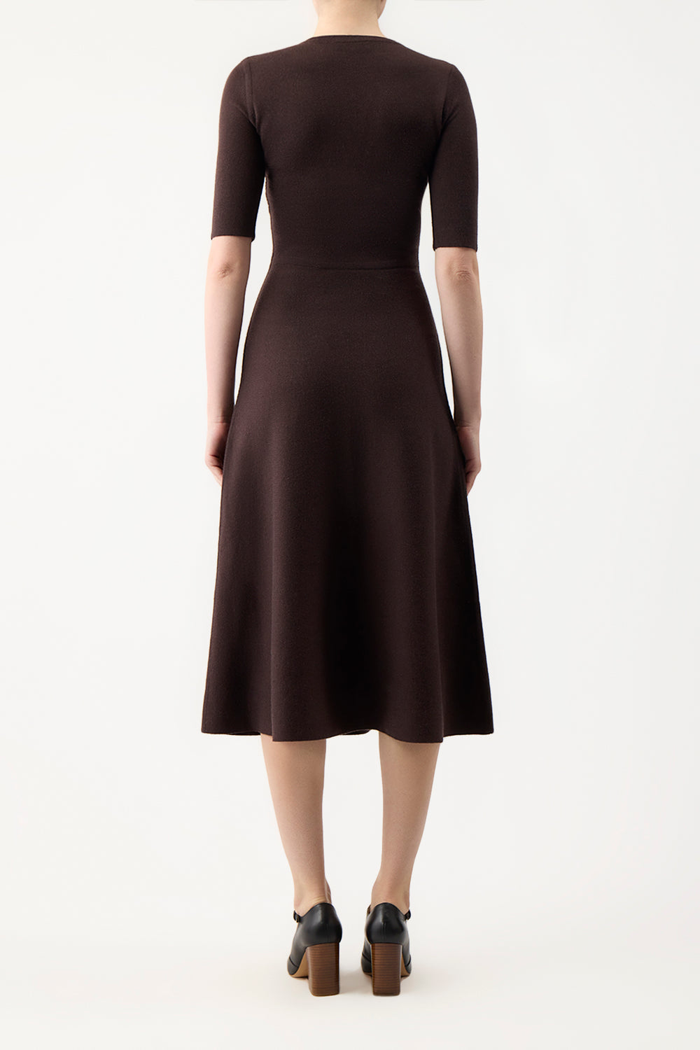 Seymore Knit Midi Dress in Chocolate Merino Wool Cashmere