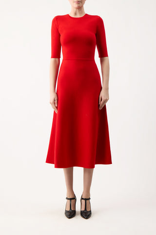 Seymore Knit Dress in Red Topaz Merino Wool Cashmere