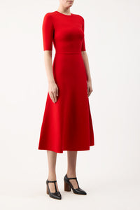 Seymore Knit Dress in Red Topaz Cashmere Silk Wool