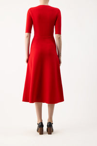 Seymore Knit Dress in Red Topaz Merino Wool Cashmere