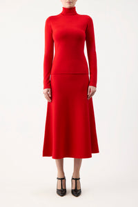 Freddie Knit Skirt in Red Topaz Cashmere Wool