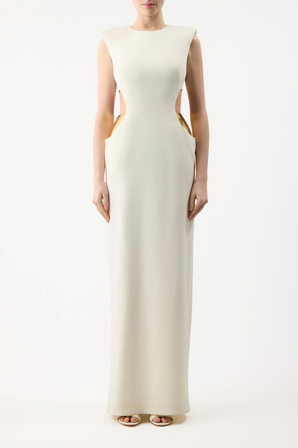 Faith Dress in Ivory Silk Wool Cady