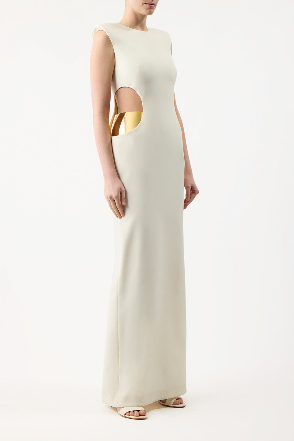Faith Dress in Ivory Silk Wool Cady