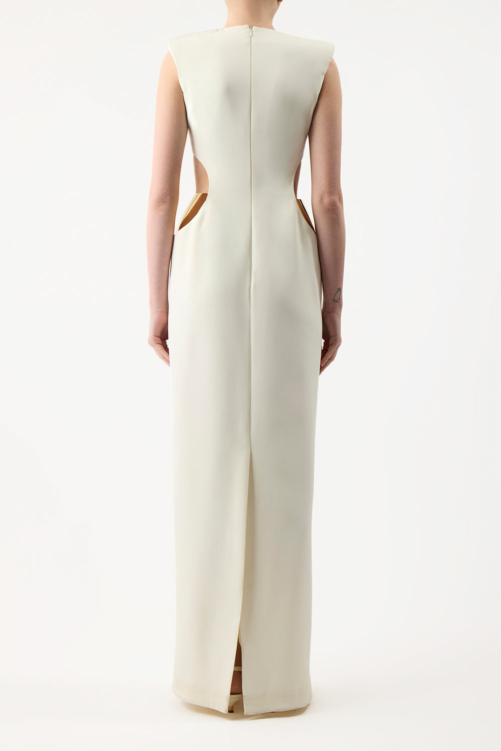 Faith Dress in Ivory Silk Wool Cady