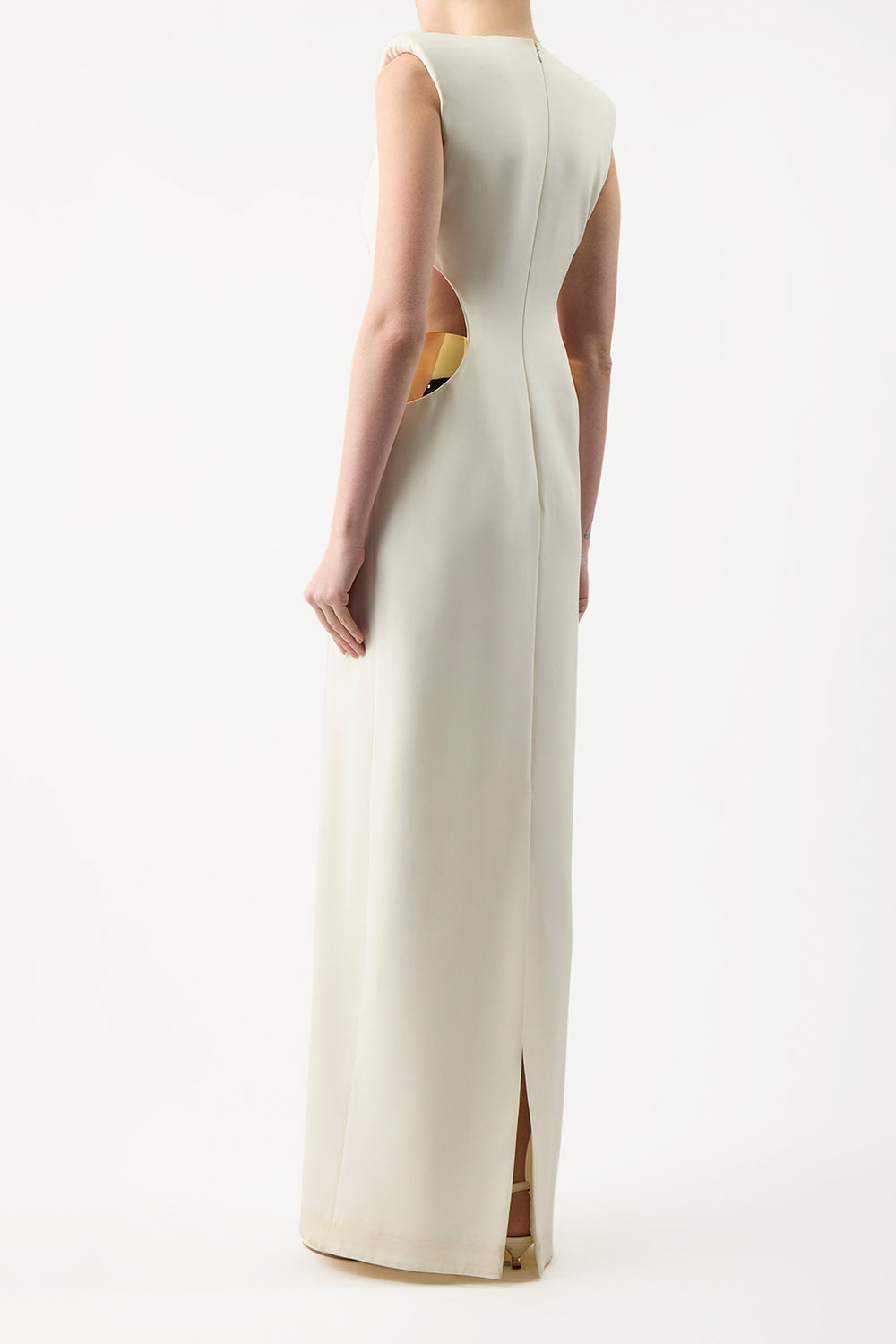 Faith Dress in Ivory Silk Wool Cady