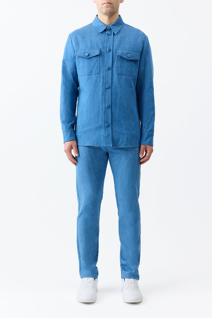 Everly Overshirt in Light Blue Recycled Cotton Linen Denim