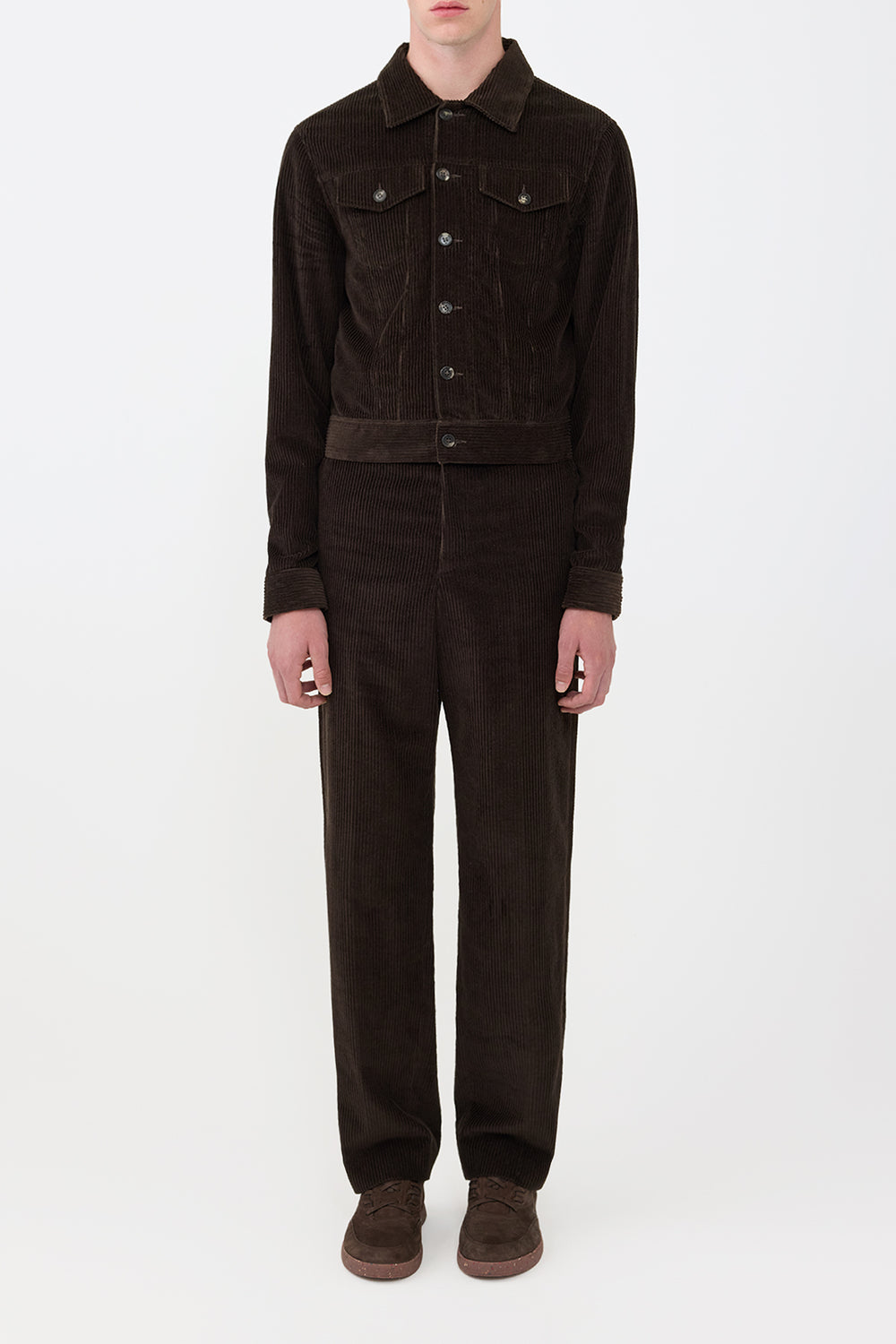 チョコレート色のカシミアコーデュロイのバリー・トラッカー