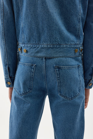 Uruguayan Blue Denim Rey Jeans - Waistband Hardware Detail | Gabriela Hearst