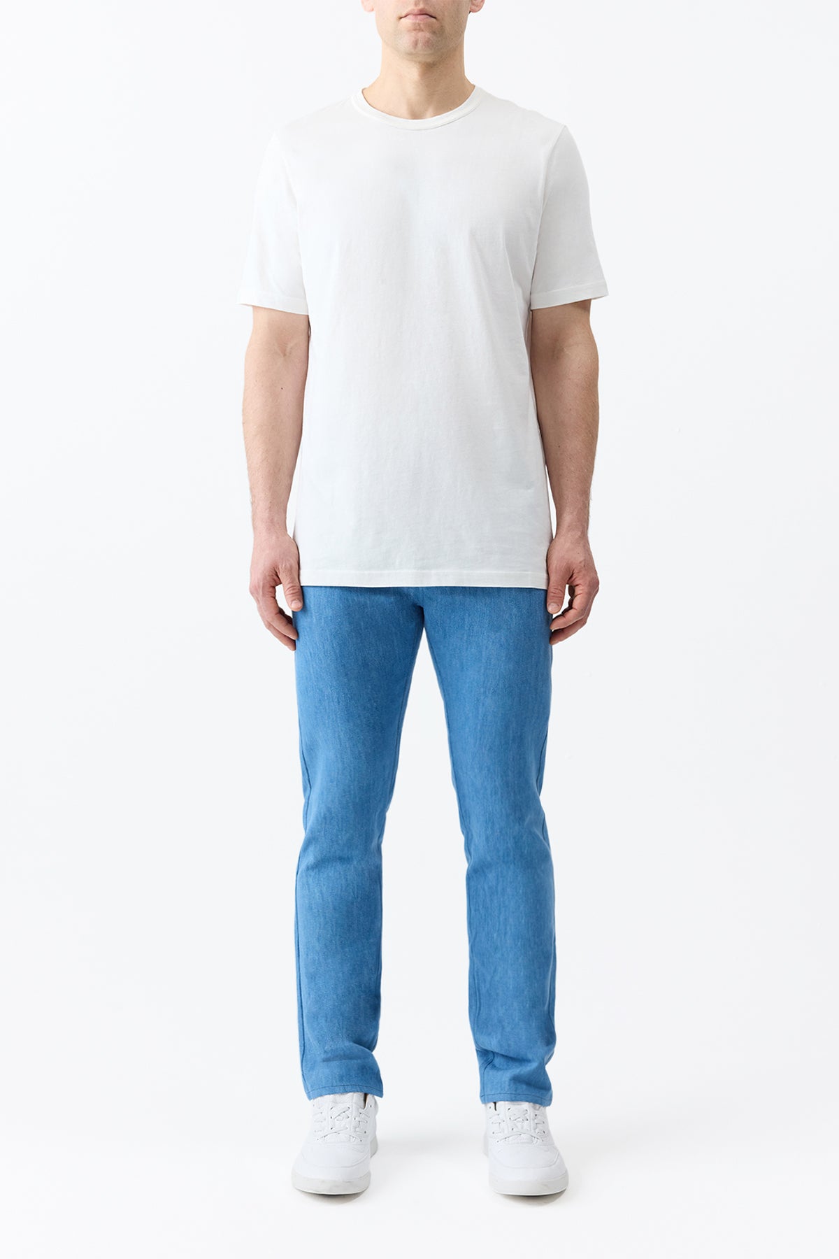 Anthony Five Pocket Pant in Light Blue Cotton Linen Denim