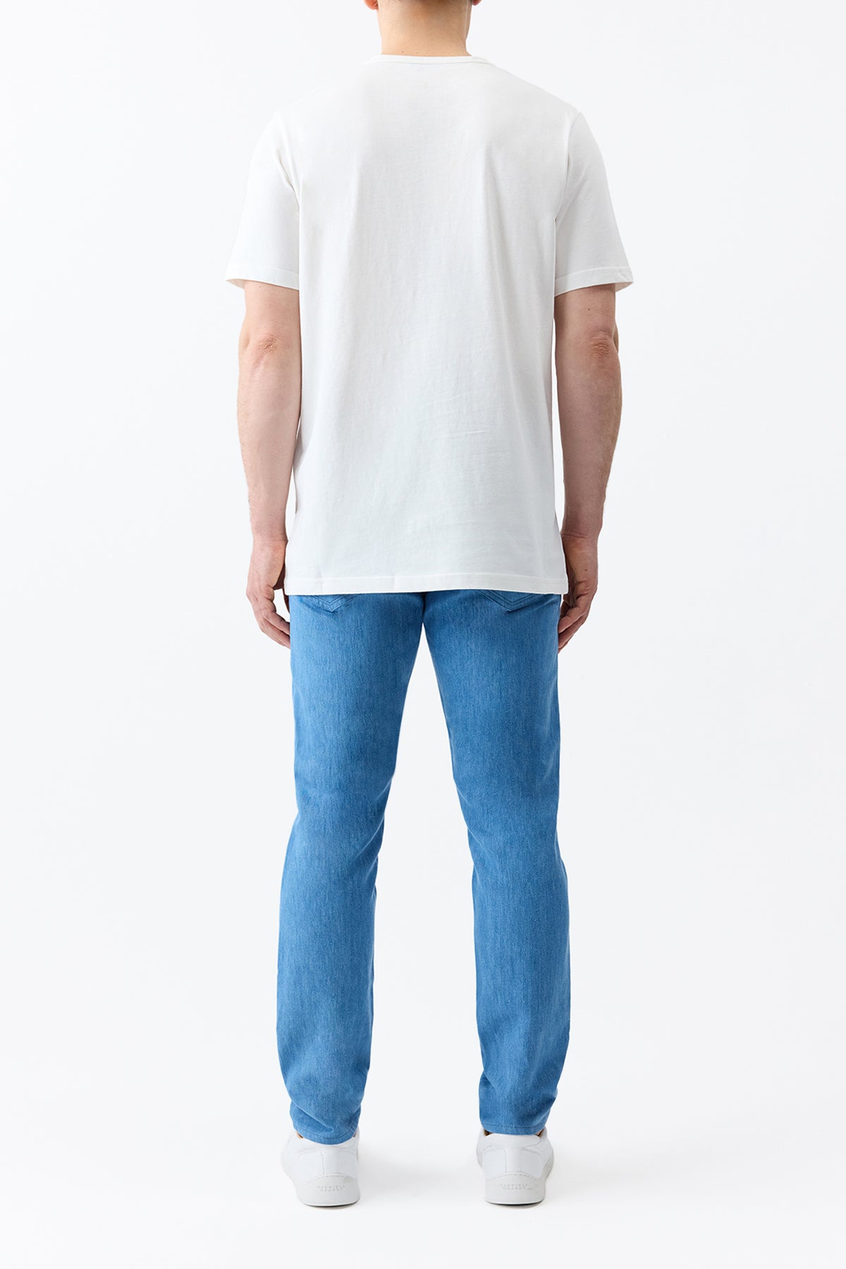 Anthony Five Pocket Pant in Light Blue Cotton Linen Denim