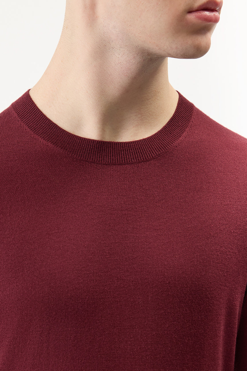 Palco Knit Sweater in Bordeaux Merino Wool