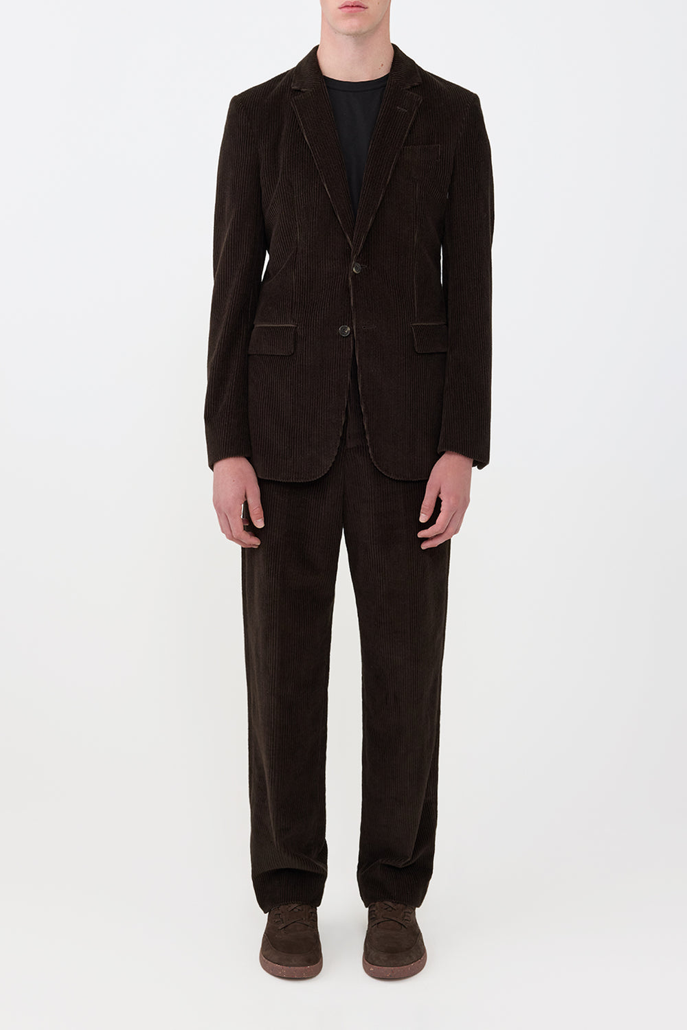 チョコレート色のカシミアコーデュロイのアーヴィングジャケット