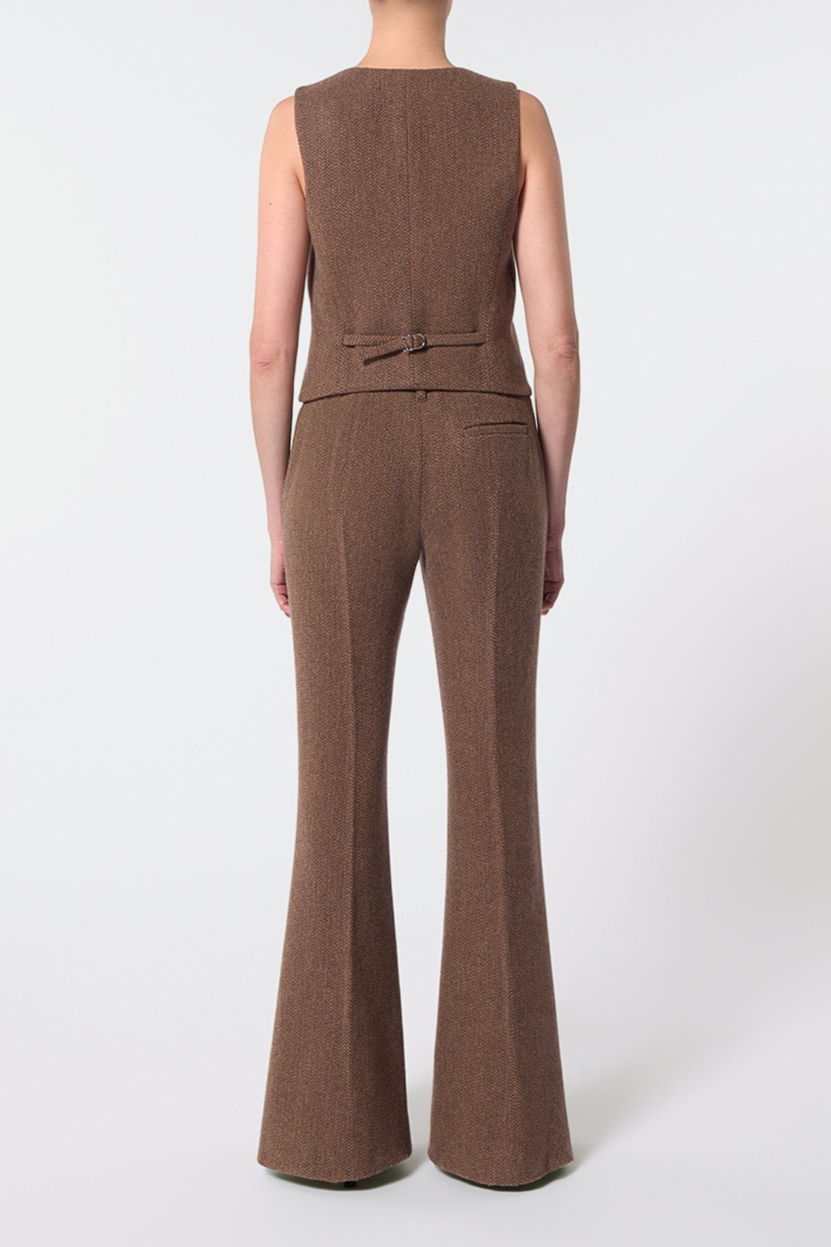 Rhein Pant in Chocolate Multi Virgin Wool Cashmere Herringbone