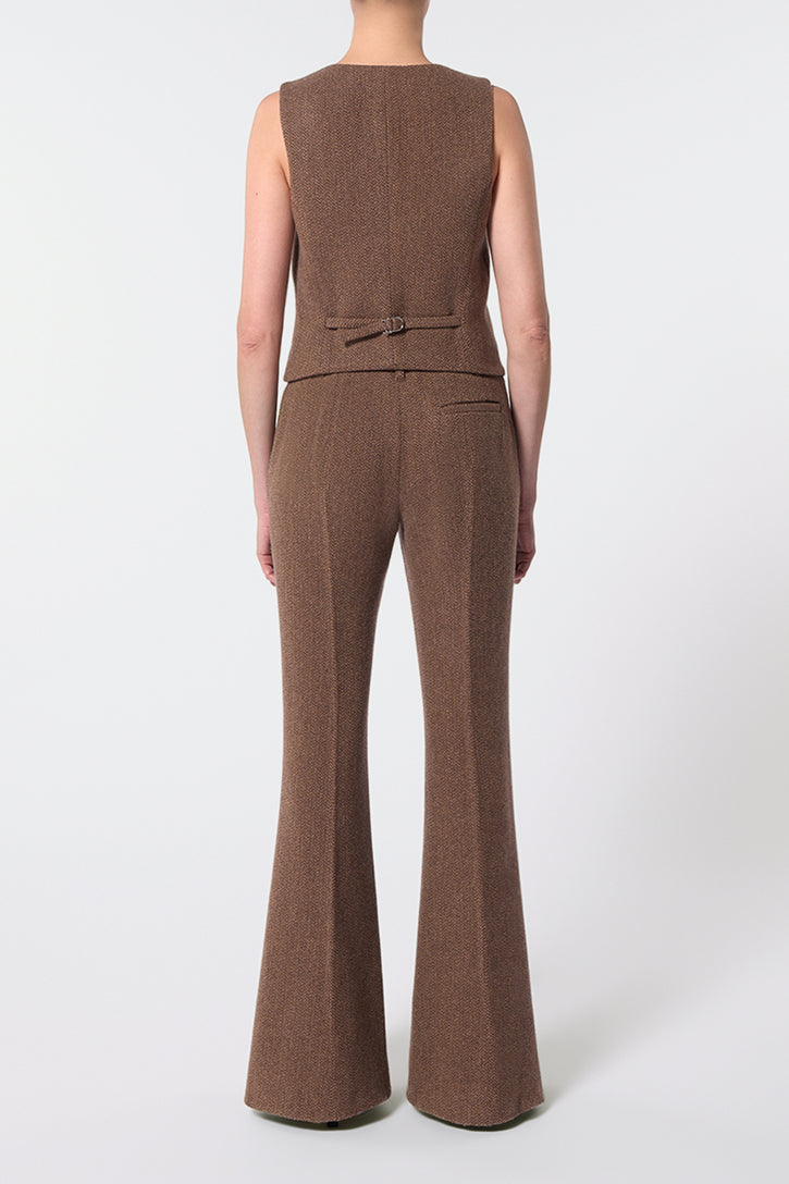 Rhein Pant in Chocolate Multi Cashmere Virgin Wool Herringbone