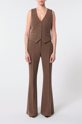 Rhein Pant in Chocolate Multi Virgin Wool Cashmere Herringbone