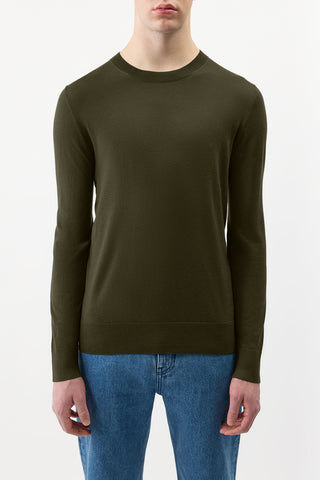 Palco Knit Sweater in Olive Merino Wool