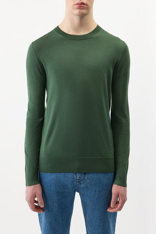 Palco Knit Sweater in English Green Merino Wool