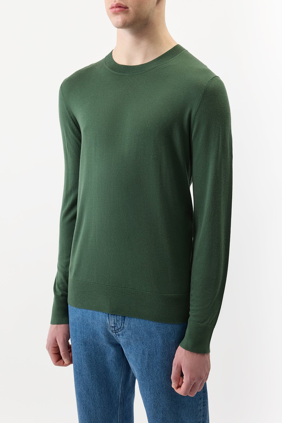 Palco Knit Sweater in English Green Merino Wool