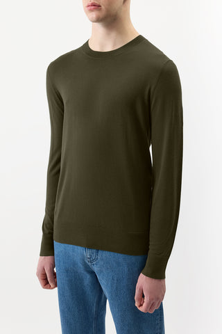 Palco Knit Sweater in Olive Merino Wool