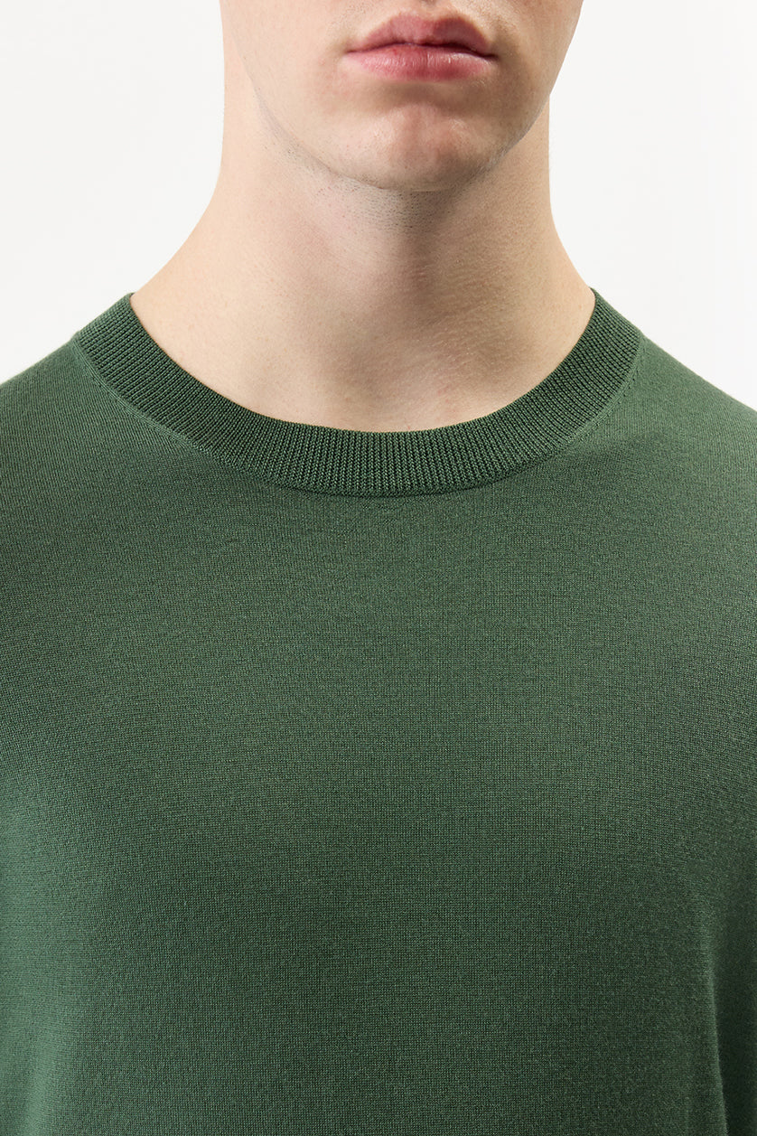 Palco Knit Sweater in English Green Merino Wool