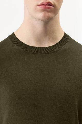 Palco Knit Sweater in Olive Merino Wool