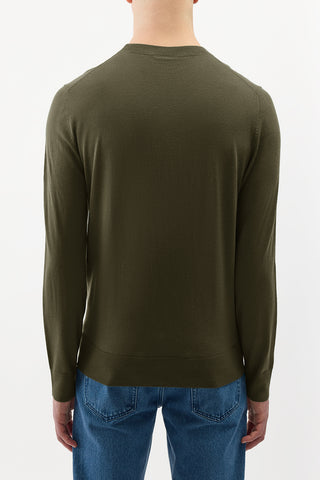 Palco Knit Sweater in Olive Merino Wool