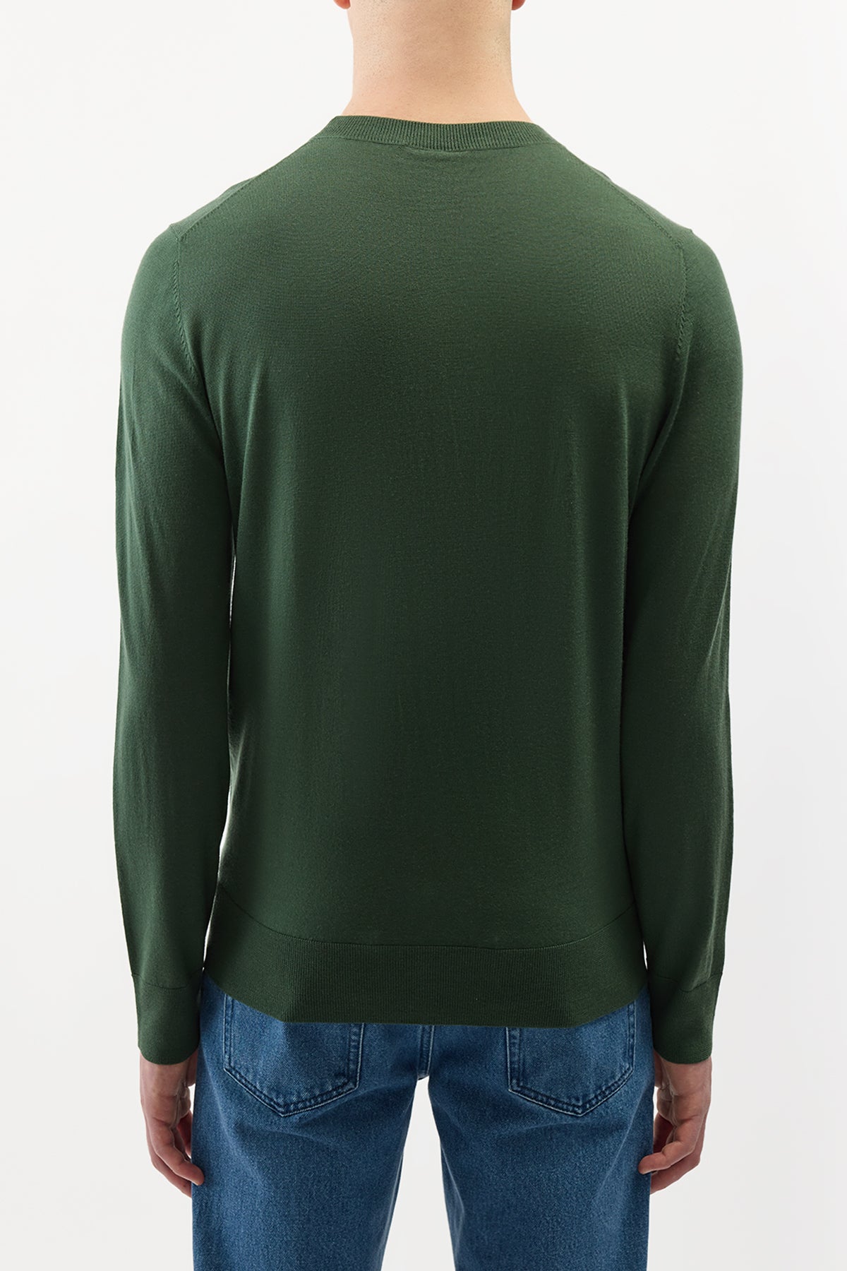 Palco Knit Sweater in English Green Merino Wool