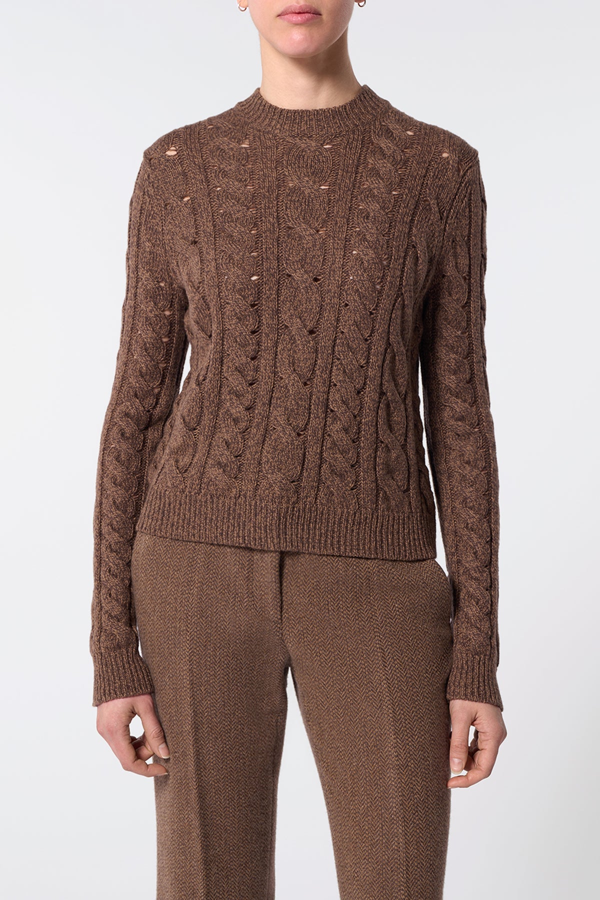 Anthea Knit Sweater in Chocolate Multi Cashmere