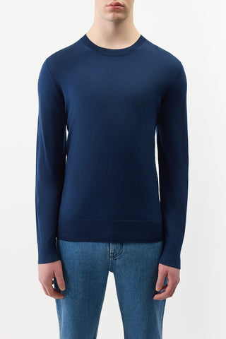 Electric Navy Merino Wool Palco Knit Sweater - On Model Front | Gabriela Hearst